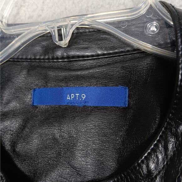 Apt 9 Faux Leather Moto Biker Jacket Size Large Black Fully Lined Zipper Closure - Picture 6 of 6